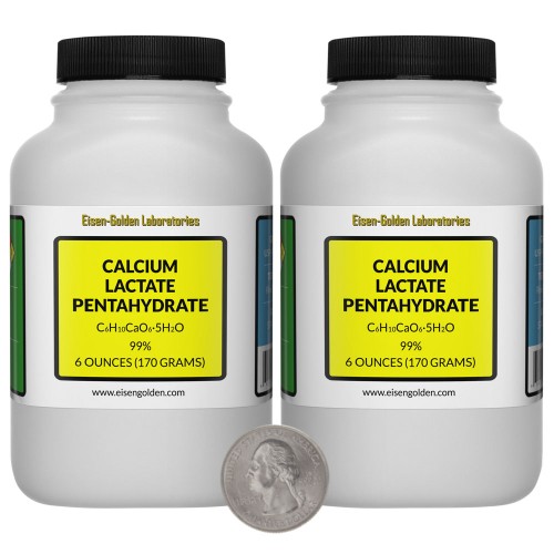 Calcium Lactate Pentahydrate - 12 Ounces in 2 Bottles