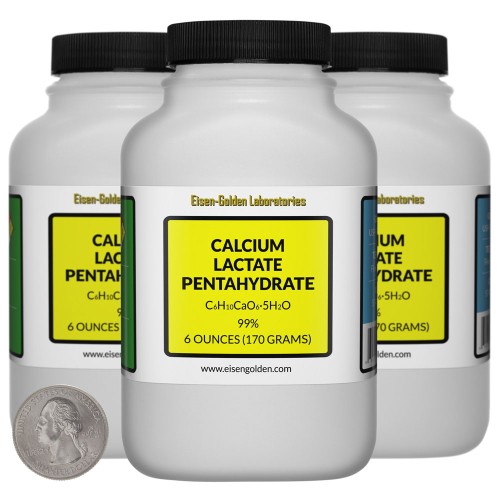 Calcium Lactate Pentahydrate - 1.1 Pounds in 3 Bottles
