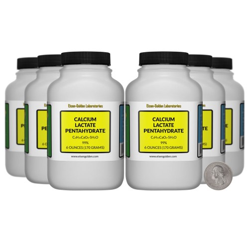 Calcium Lactate Pentahydrate - 2.3 Pounds in 6 Bottles