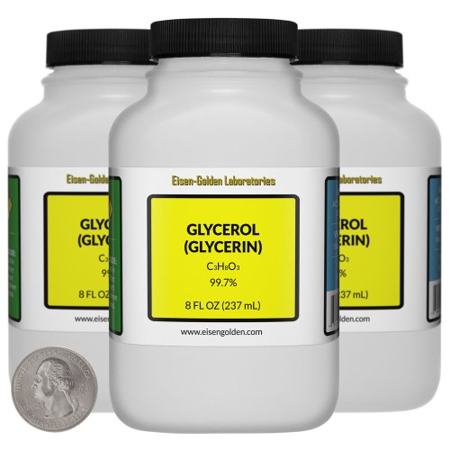 Glycerol (Glycerin) - 24 Fluid Ounces in 3 Bottles