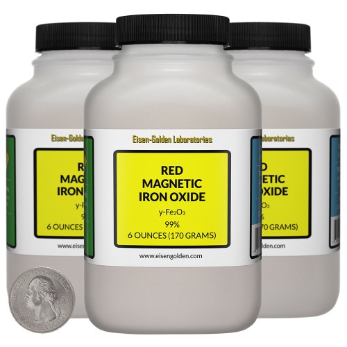 Red Magnetic Iron Oxide - 1.1 Pounds in 3 Bottles