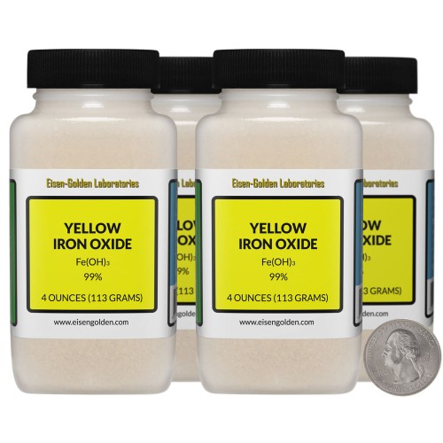 Yellow Iron Oxide - 1 Pound in 4 Bottles