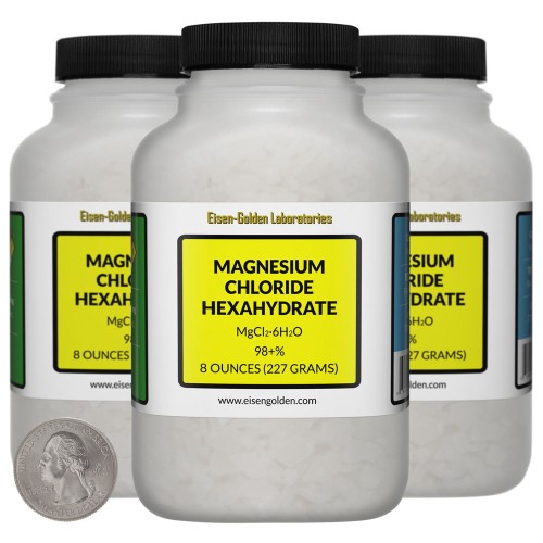 Magnesium Chloride Hexahydrate - 1.5 Pounds in 3 Bottles