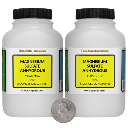 Magnesium Sulfate Anhydrous - 1 Pound in 2 Bottles