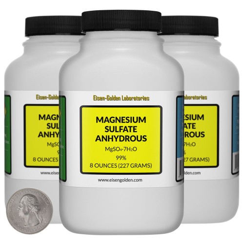Magnesium Sulfate Anhydrous - 1.5 Pounds in 3 Bottles