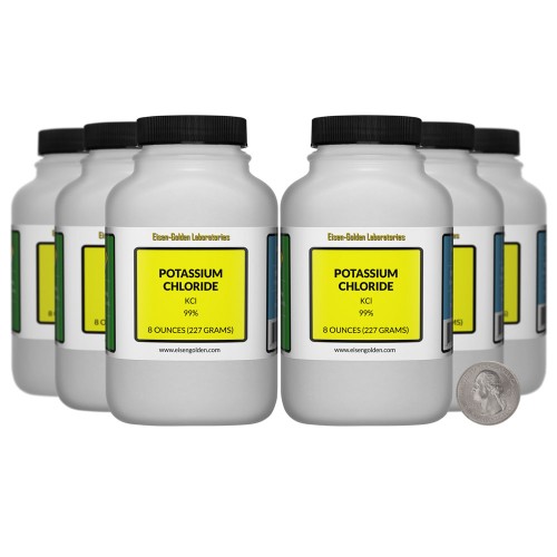 Potassium Chloride - 3 Pounds in 6 Bottles