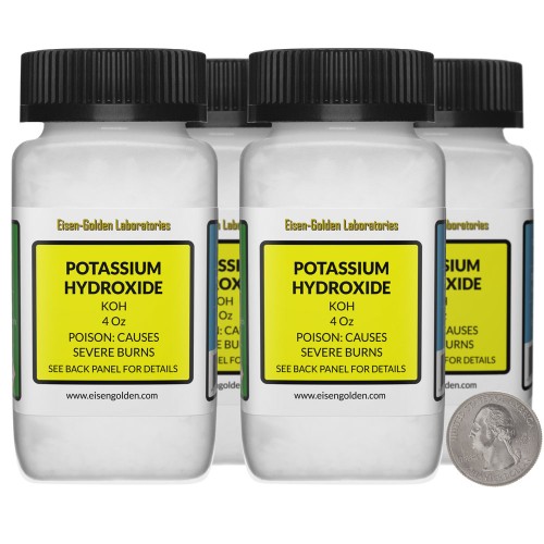 Potassium Hydroxide - 1 Pound in 4 Bottles