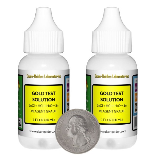 Gold Test Solution - 2 Fluid Ounces in 2 Bottles