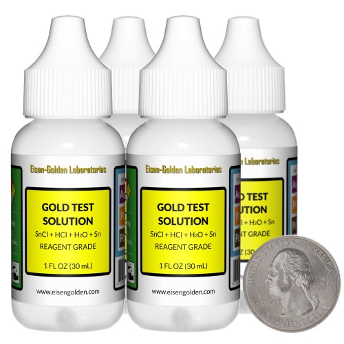 Gold Test Solution - 4 Fluid Ounces in 4 Bottles