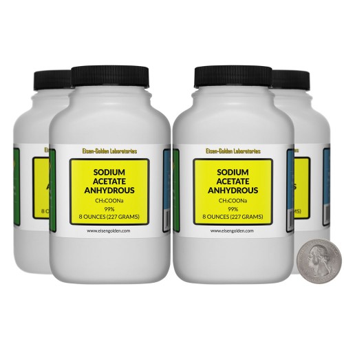 Sodium Acetate Anhydrous - 2 Pounds in 4 Bottles