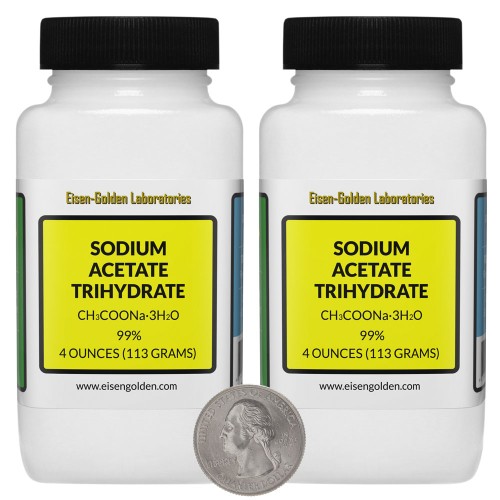 Sodium Acetate Trihydrate - 8 Ounces in 2 Bottles