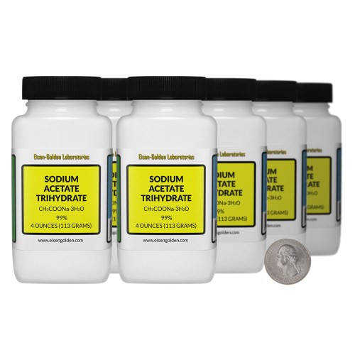 Sodium Acetate Trihydrate - 2 Pounds in 8 Bottles