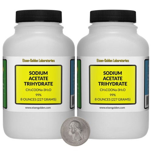 Sodium Acetate Trihydrate - 1 Pound in 2 Bottles