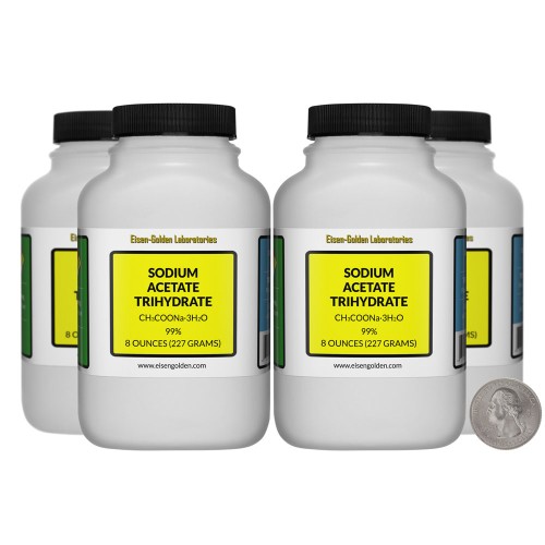 Sodium Acetate Trihydrate - 2 Pounds in 4 Bottles