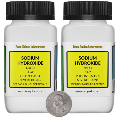 Sodium Hydroxide - 8 Ounces in 2 Bottles