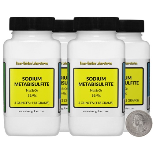 Sodium Metabisulfite - 1 Pound in 4 Bottles