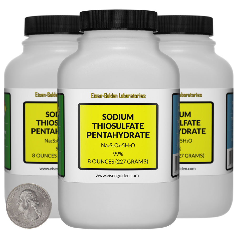 Sodium Thiosulfate Pentahydrate - 1.5 Pounds in 3 Bottles - Crystals Sodium Thiosulfate Pentahydrate - 1.5 Pounds in 3 Bottles - Crystals